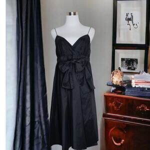DIANE VON FURSTENBERG Faux Wrap Dress Midi Size 6 Cotton Blend Black Sleeveless‎